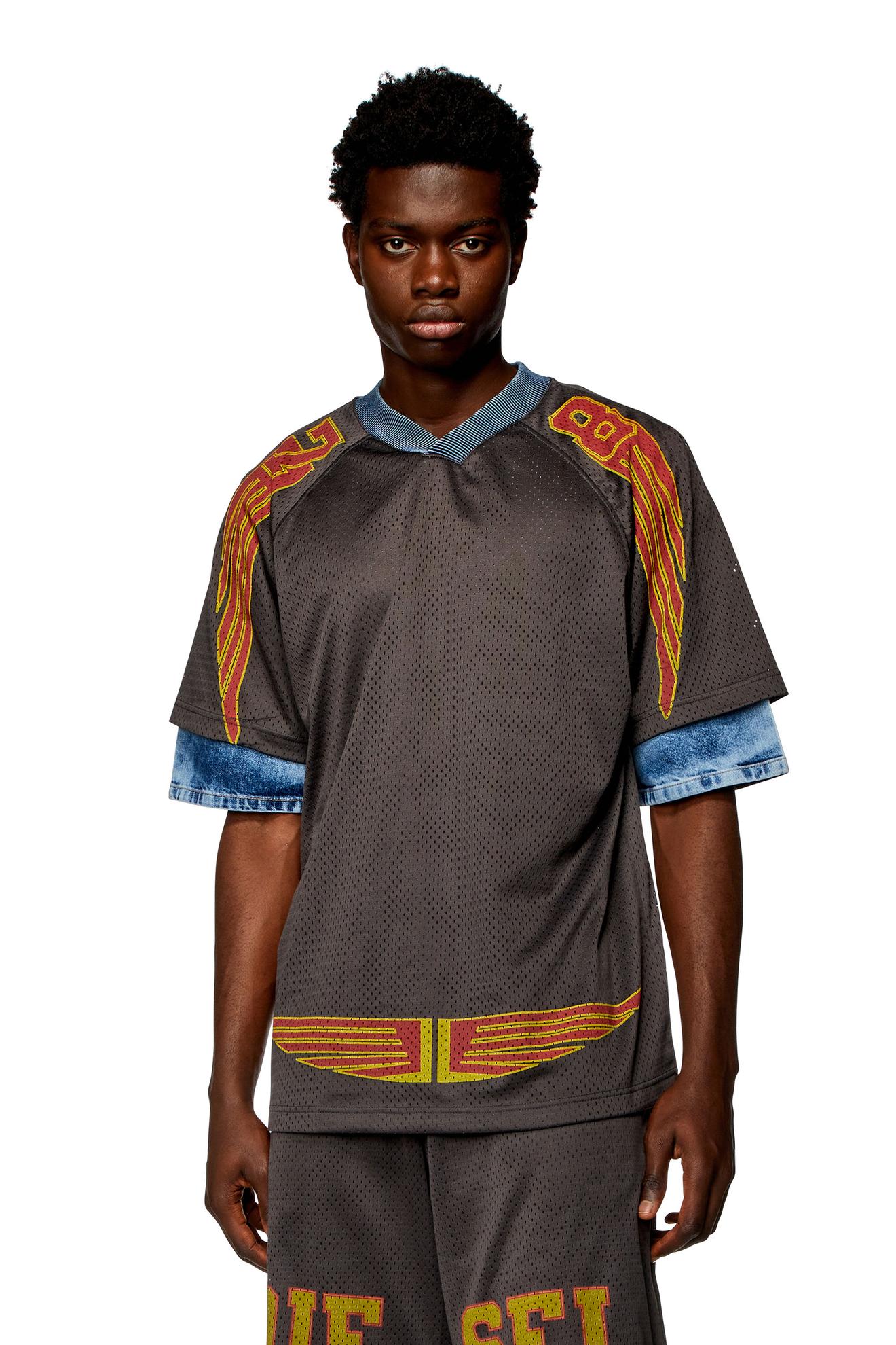 Layered polo shirt in mesh and jersey za 207 zł w Diesel