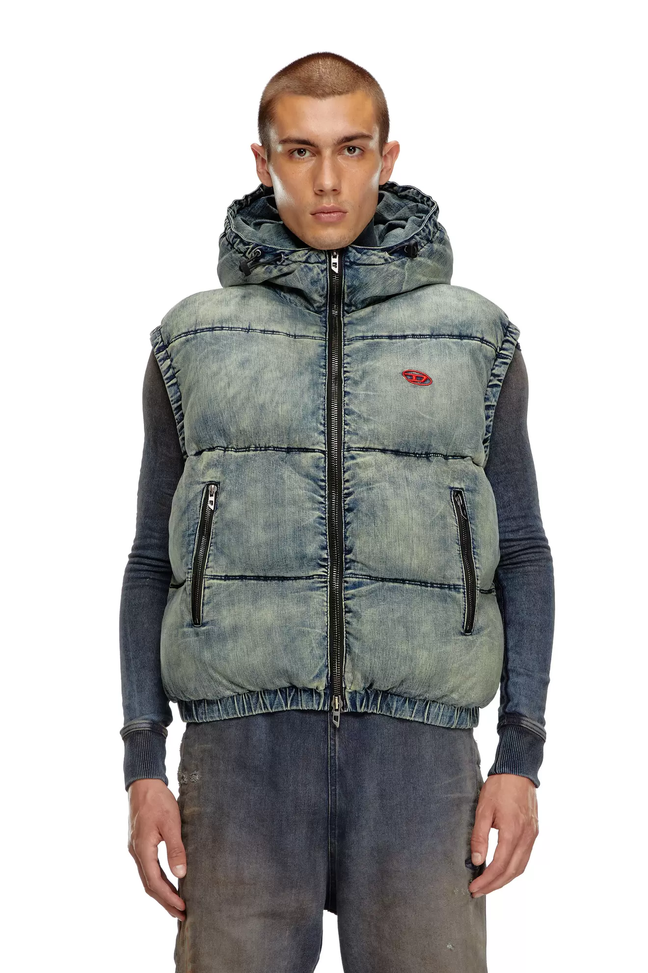 Padded vest in faded denim za 477 zł w Diesel