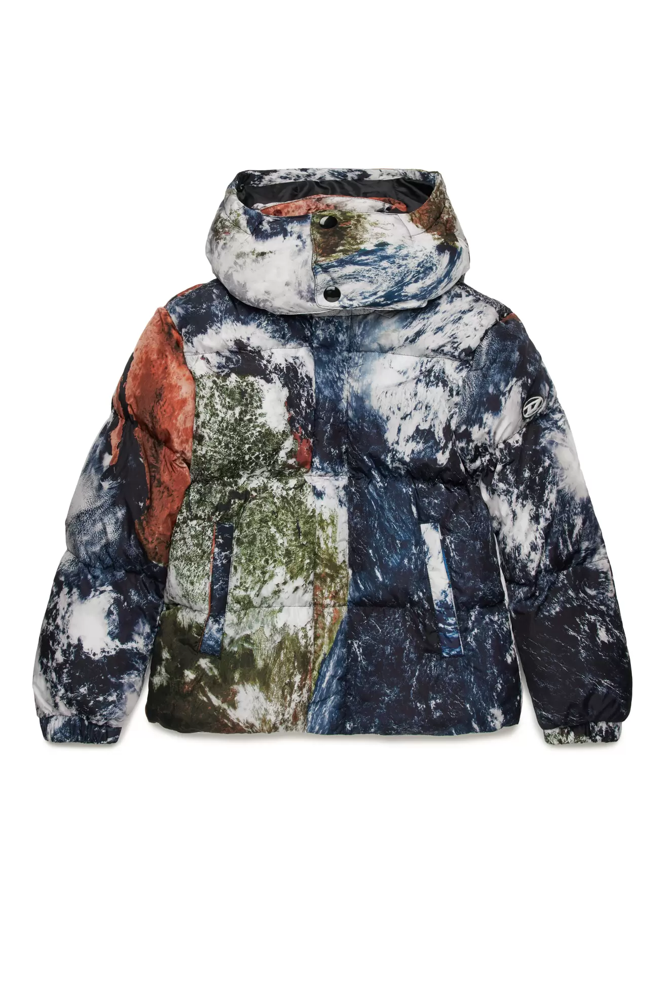 Puffer jacket with Planet Camo print za 310 zł w Diesel