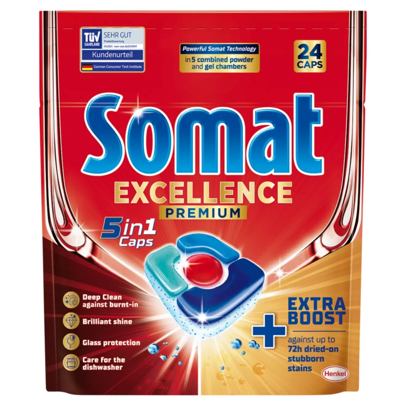 SOMAT Excellence Premium 5 in 1 kapsułki do mycia naczyń 24 sztuki za 34,45 zł w Drogerie Natura