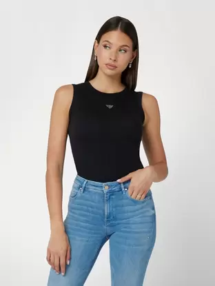 Tank top z trójkątnym logo i cyrkoniami za 92 zł w Guess