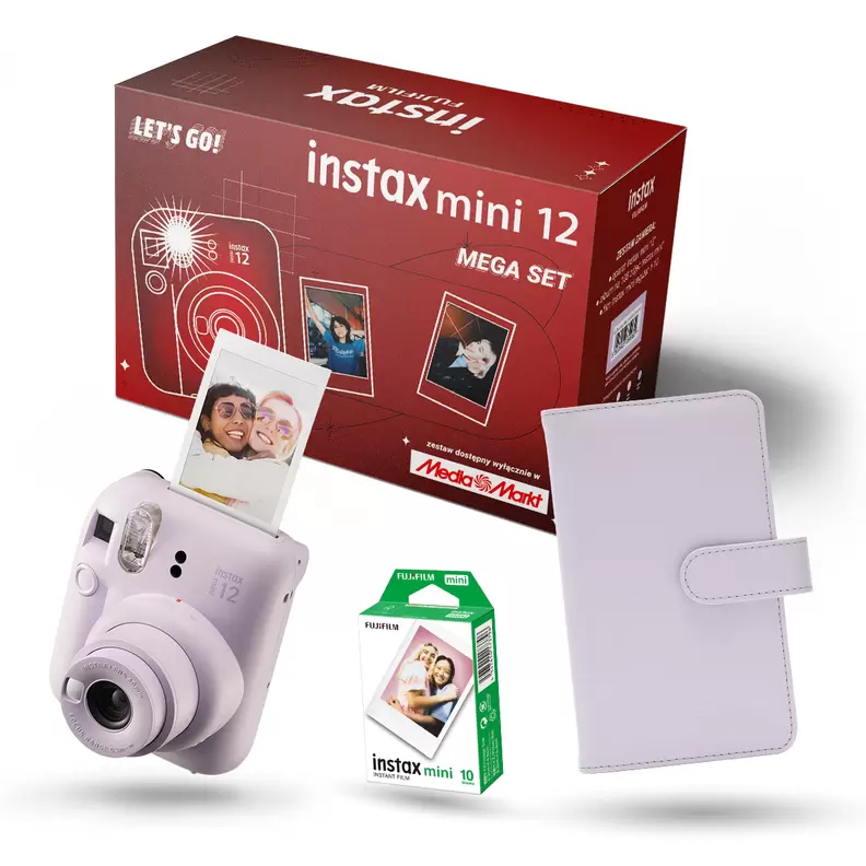 Aparat FUJIFILM Instax mini 12 Mega Set (album + wkłady) Fioletowy za 469,99 zł w Media Markt