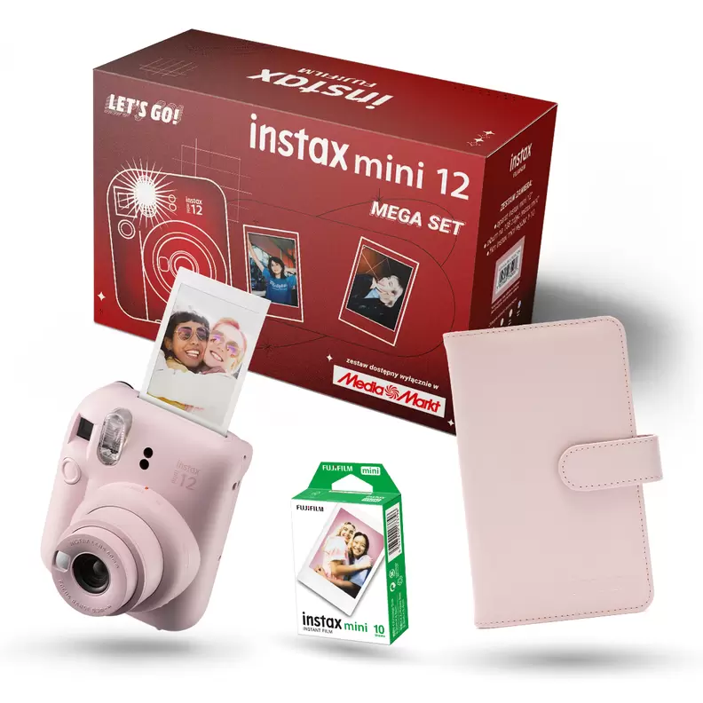 Aparat FUJIFILM Instax mini 12 Mega Set ( Album + wkłady) Różowy za 469,99 zł w Media Markt