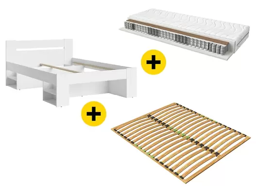 Zestaw łóżko  białe ze stelażem i materacem Ceres 140x200 za 1819 zł w Meble Gust