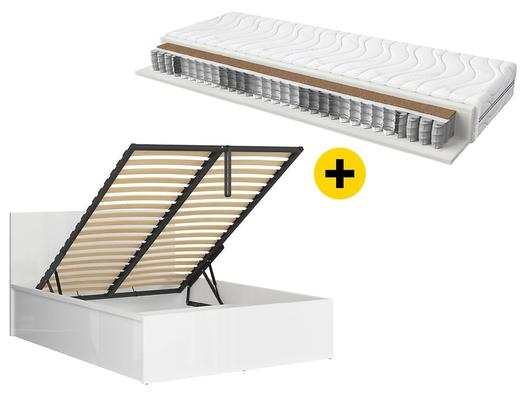Zestaw łóżko  biały połysk ze stelażem i materacem Ceres 140x200 za 2009 zł w Meble Gust