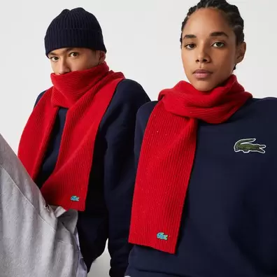 Unisex Nakrapiany Wełniany Szalik za 335 zł w Lacoste