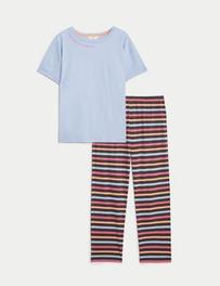 Cotton Rich Striped Slogan Pyjama Set za 73 zł w Marks and Spencer