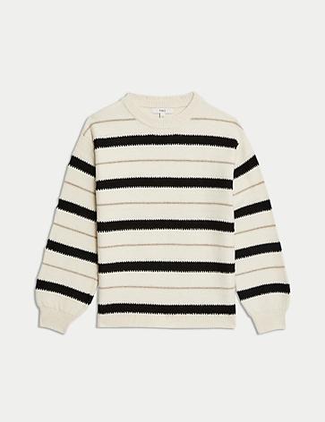 Cloud-Yarn Striped Crew Neck Jumper za 190 zł w Marks and Spencer